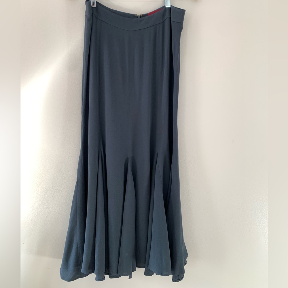 Sies Marjan Silk Blend Skirt Size 6 Flutter/handkerchief Hem Slate Blue READ-Rip